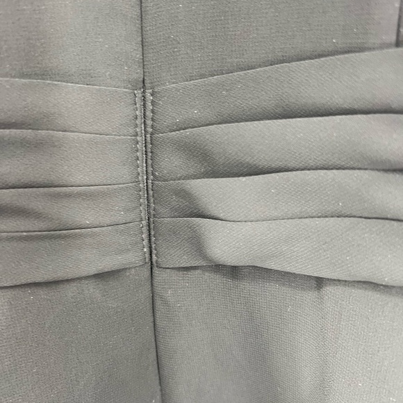 Azazie chiffon pleated black A2 keyhole mesh back slit floor length vneck halter - Picture 7 of 11